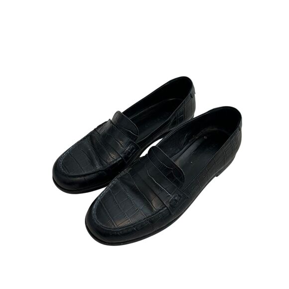 Jenni Kayne Crocodile Embossed Loafers Black Size 37 / US 6.5-7 - Picture 1 of 12